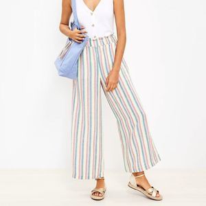 LOFT • Fluid Wide Leg Striped Crop Pants